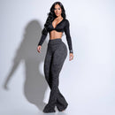 Calça Modeladora Flare – Cós Alto Mescla