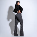 Calça Modeladora Flare – Cós Alto Mescla